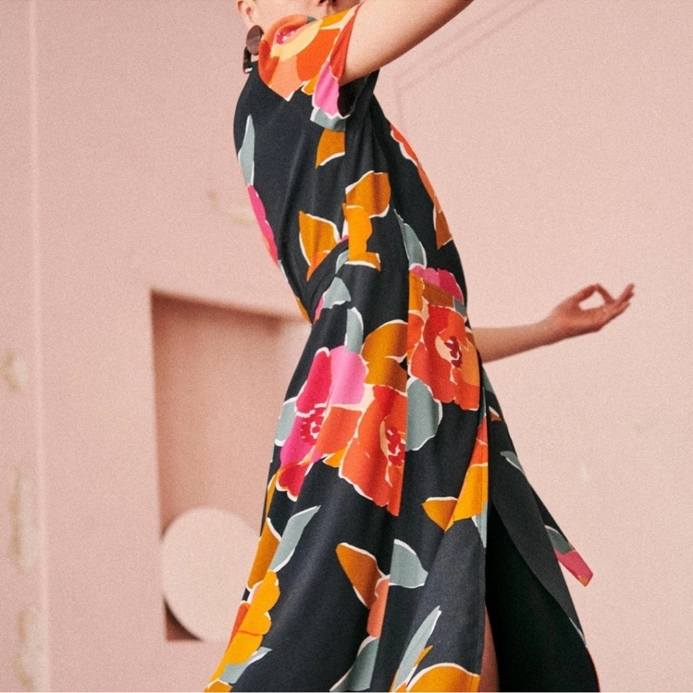Sézane Amber Wrap Dress navy ink floral print - Picture 2 of 7
